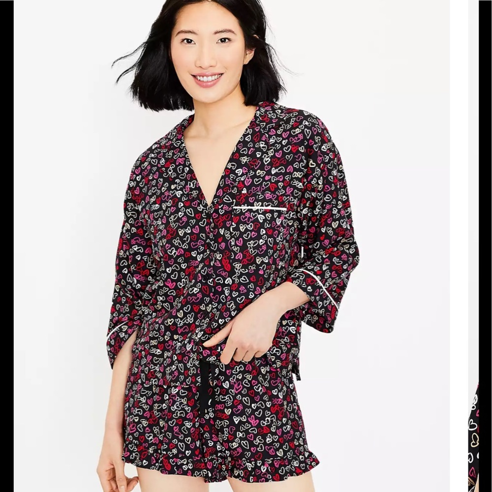 NWT! Loft Heart Ruffle Pajama Shorts and Top